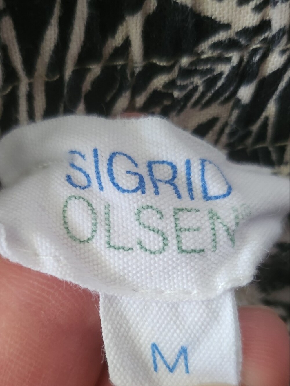 Sigrid Olsen Linen Black/White Tropical Leaf Pants Size M - Picture 4 of 10
